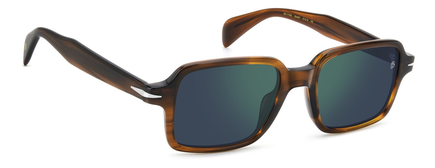 Sunglasses David Beckham Db 1179/S 207750 EX4 MT color brown horn shape rectangle lenses green mirror
