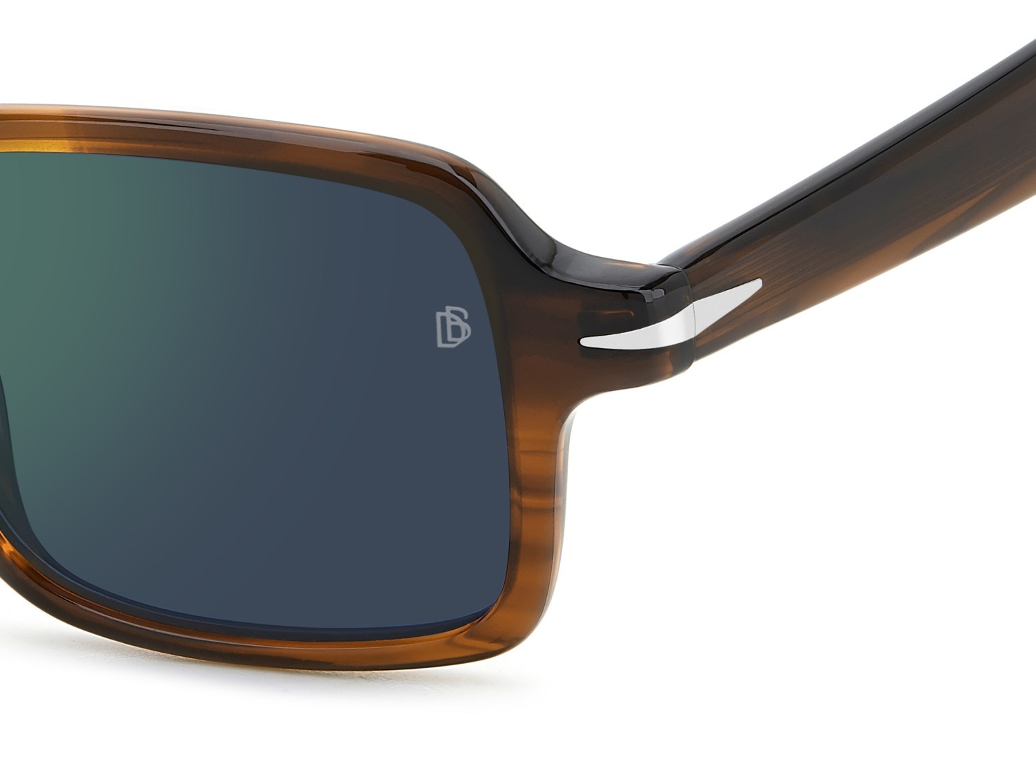 Sunglasses David Beckham Db 1179/S 207750 EX4 MT color brown horn shape rectangle lenses green mirror