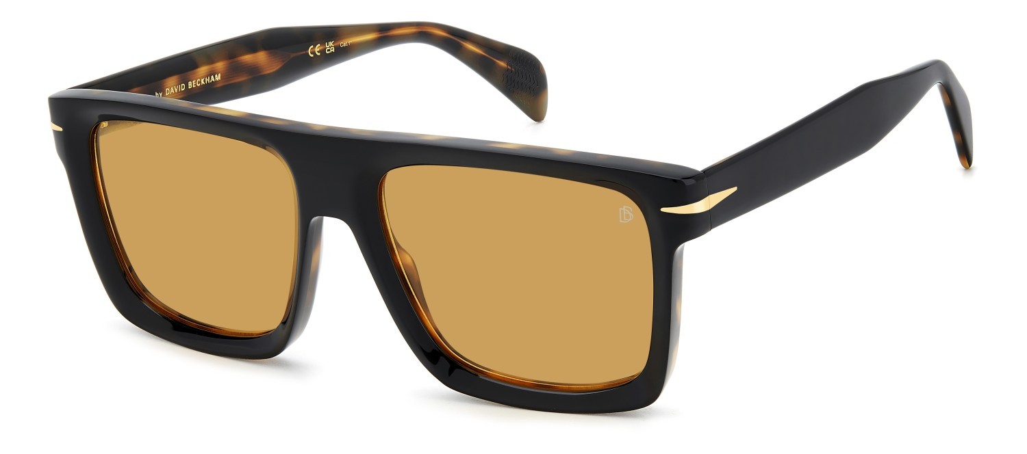 Sunglasses David Beckham Db 7134/S 207753 WR7 VS color black havana shape rectangle lenses orange hight contrast