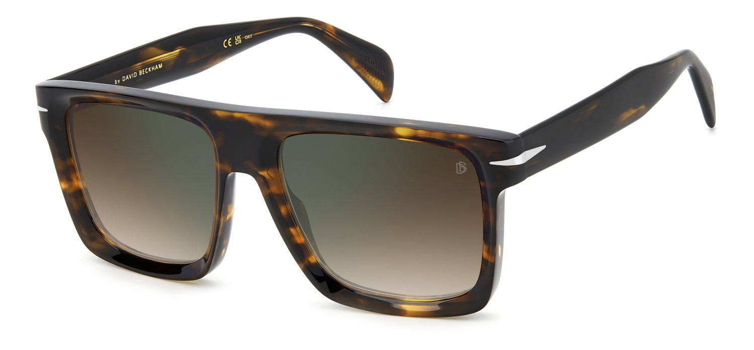 Sunglasses David Beckham Db 7134/S 207753 WR9 QY color brown havana shape rectangle lenses brown shaded green mirror