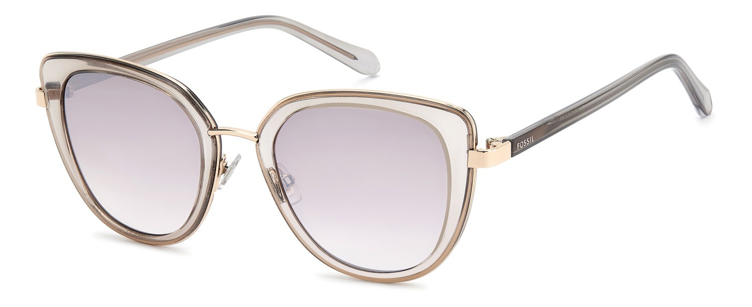 Sunglasses Fossil Fos 2158/G 207759 22C NQ color crystal nude shape cat eye lenses brown sm silver