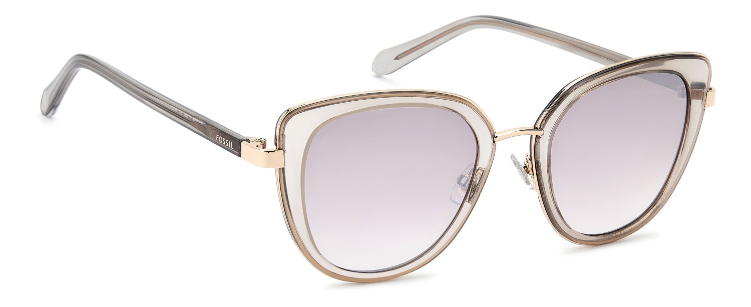 Sunglasses Fossil Fos 2158/G 207759 22C NQ color crystal nude shape cat eye lenses brown sm silver