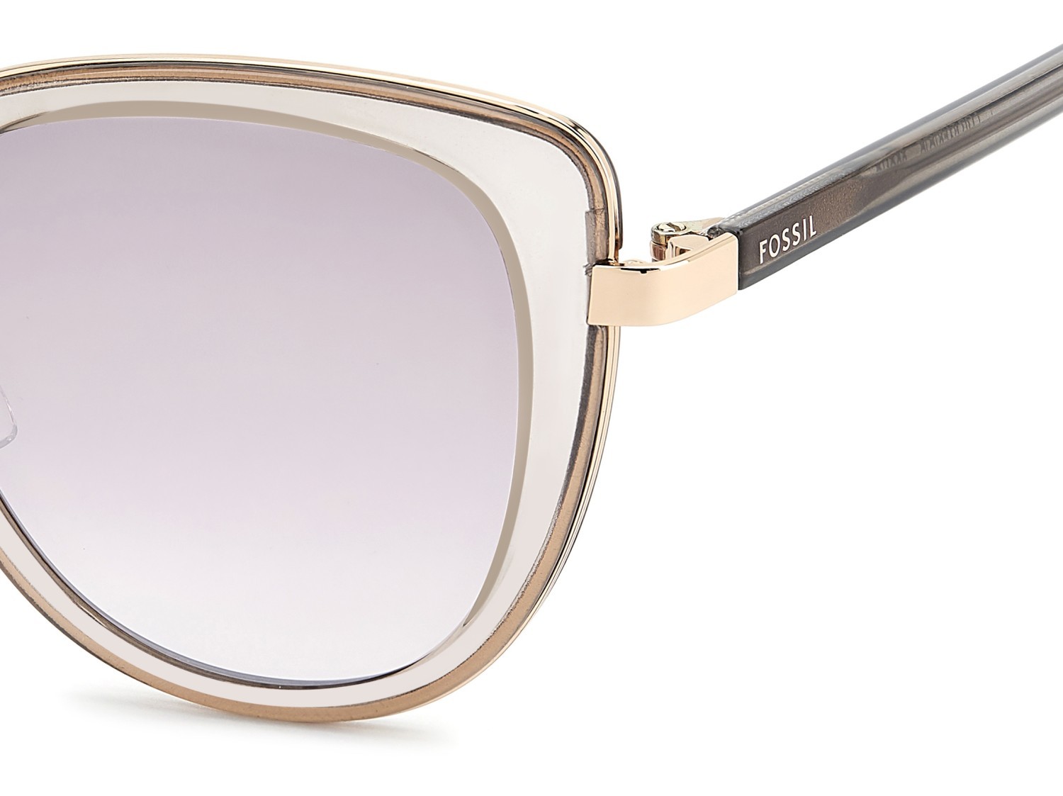 Sunglasses Fossil Fos 2158/G 207759 22C NQ color crystal nude shape cat eye lenses brown sm silver