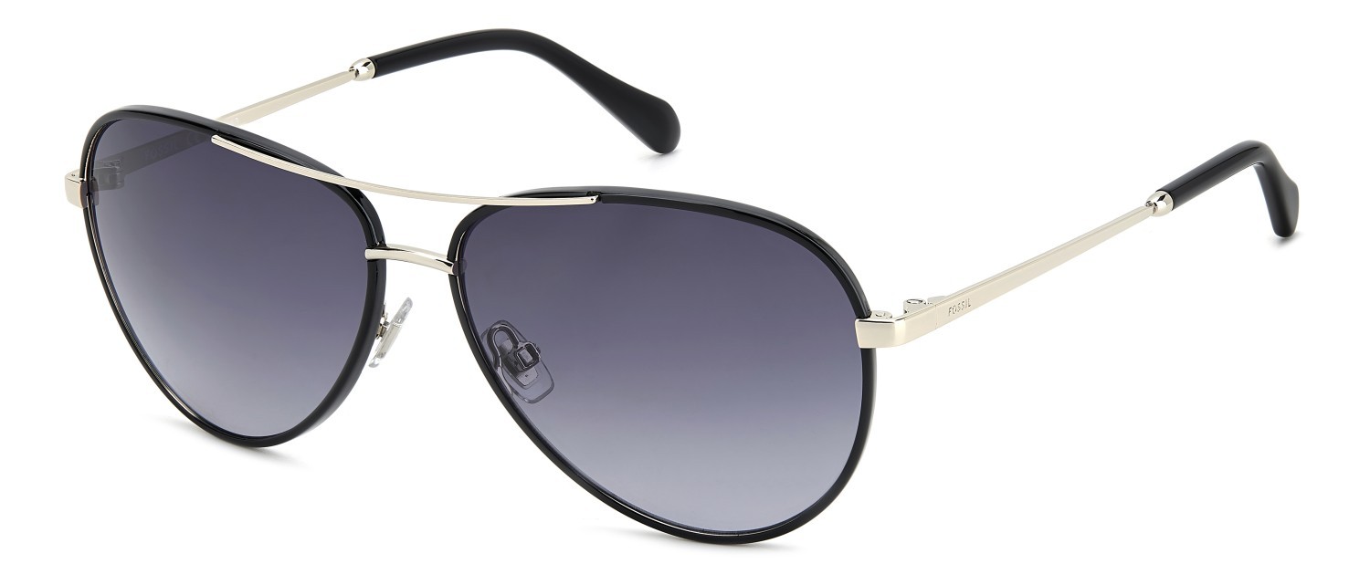 Sunglasses Fossil Fos 2153/G 207760 807 9O color black shape aviator lenses dark grey shaded