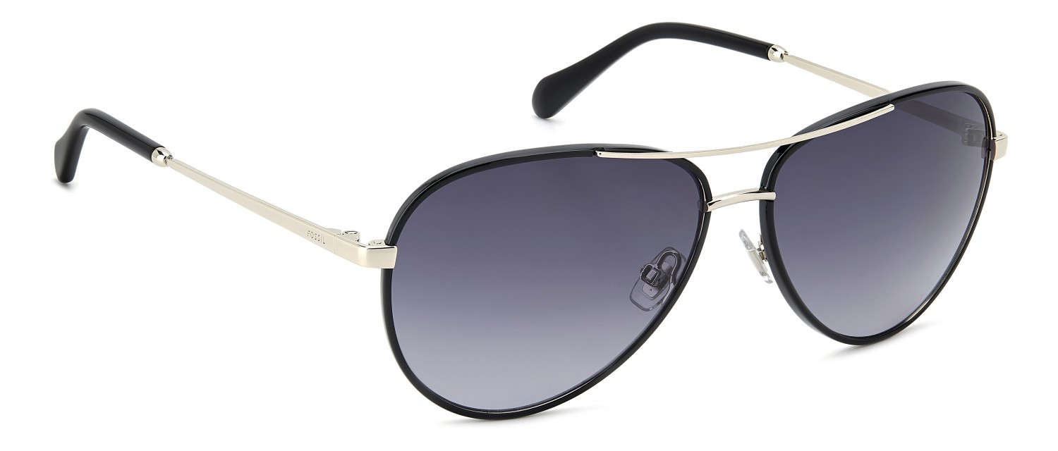 Sunglasses Fossil Fos 2153/G 207760 807 9O color black shape aviator lenses dark grey shaded