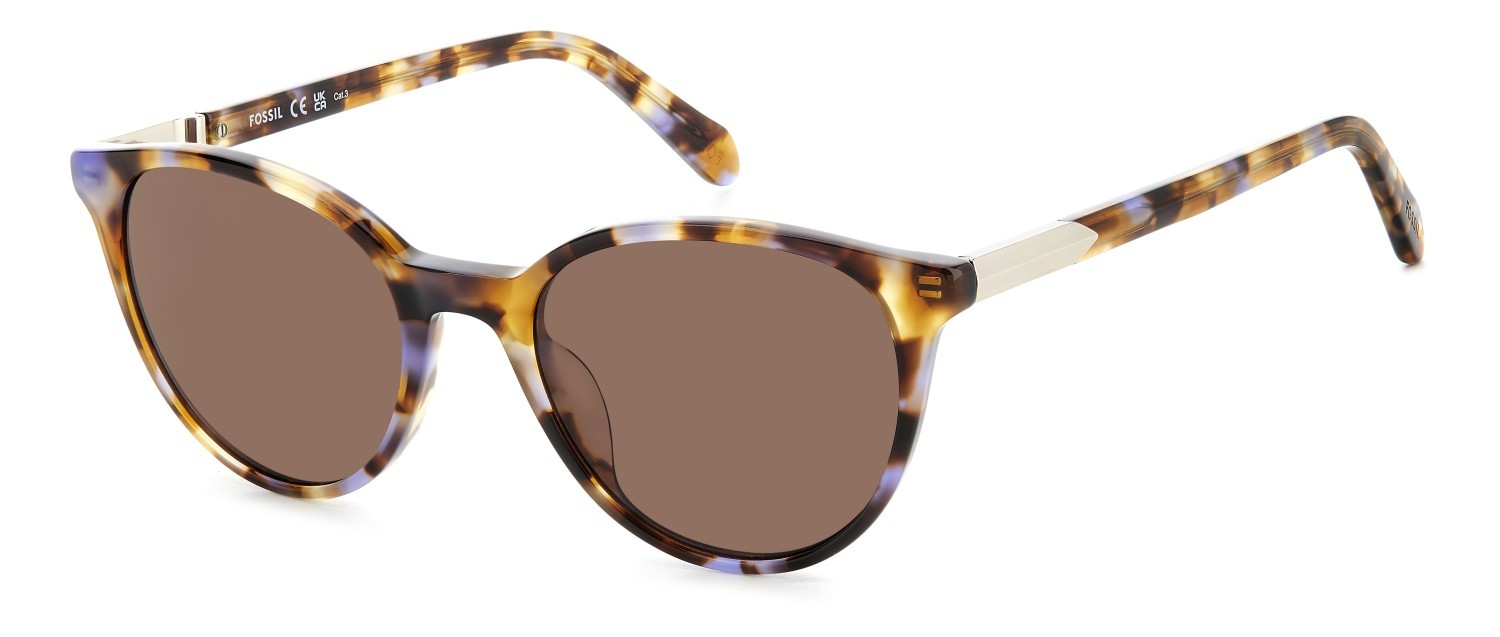 Sunglasses Fossil Fos 2154/S 207762 1JP 70 color violet blue havana shape round lenses brown
