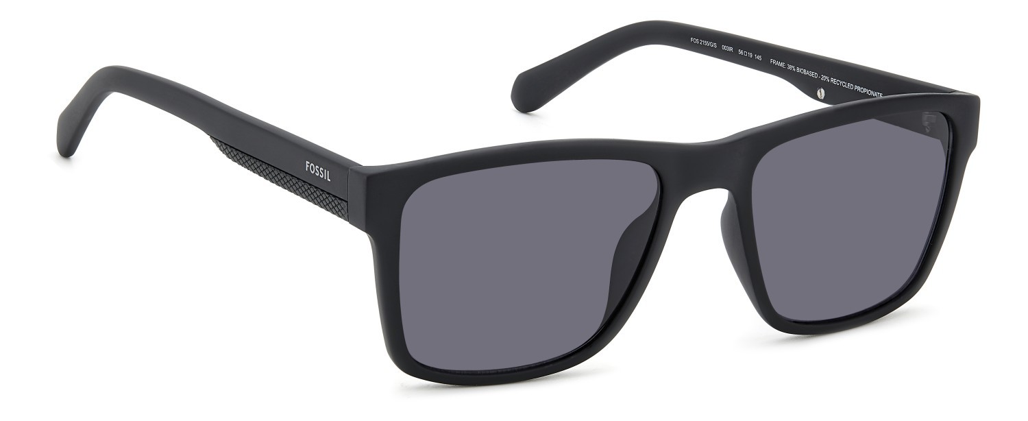 Sunglasses Fossil Fos 2155/G 207765 003 IR color matte black shape square lenses grey