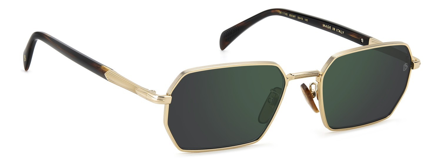 Sunglasses David Beckham Db 1174/S 207768 8SO MT color matte gold havana shape rectangle lenses green mirror