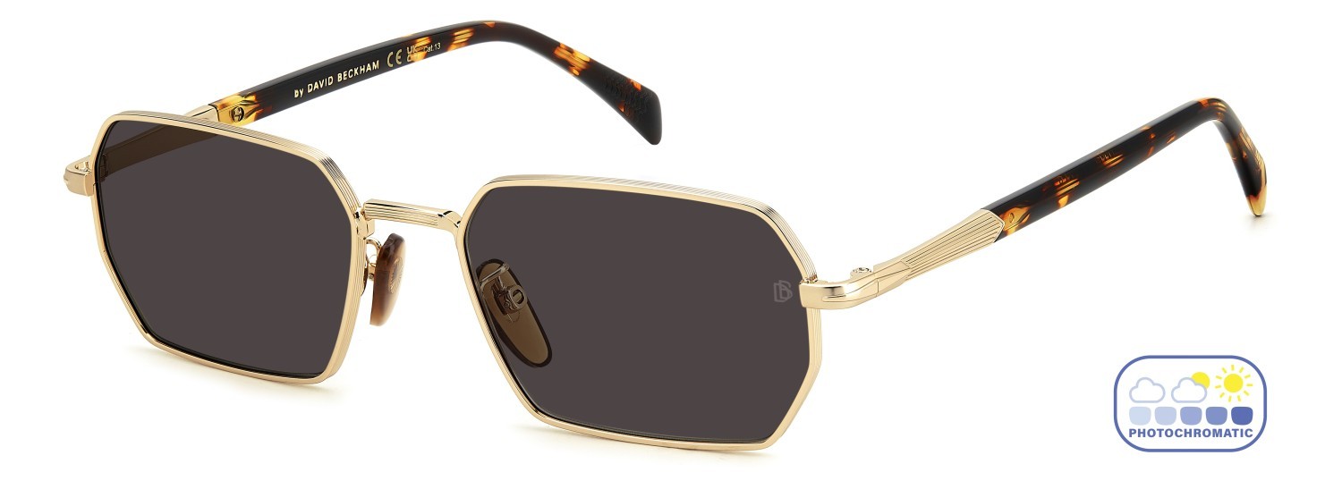 Sunglasses David Beckham Db 1174/S 207768 J5G 3O color gold shape rectangle lenses nude photocromatic