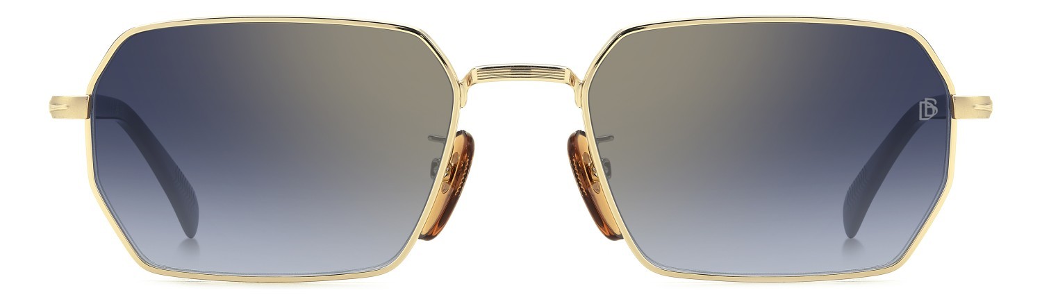 Sunglasses David Beckham Db 1174/S 207768 RHL 1V color gold black_ shape rectangle lenses blue shaded gold mirror
