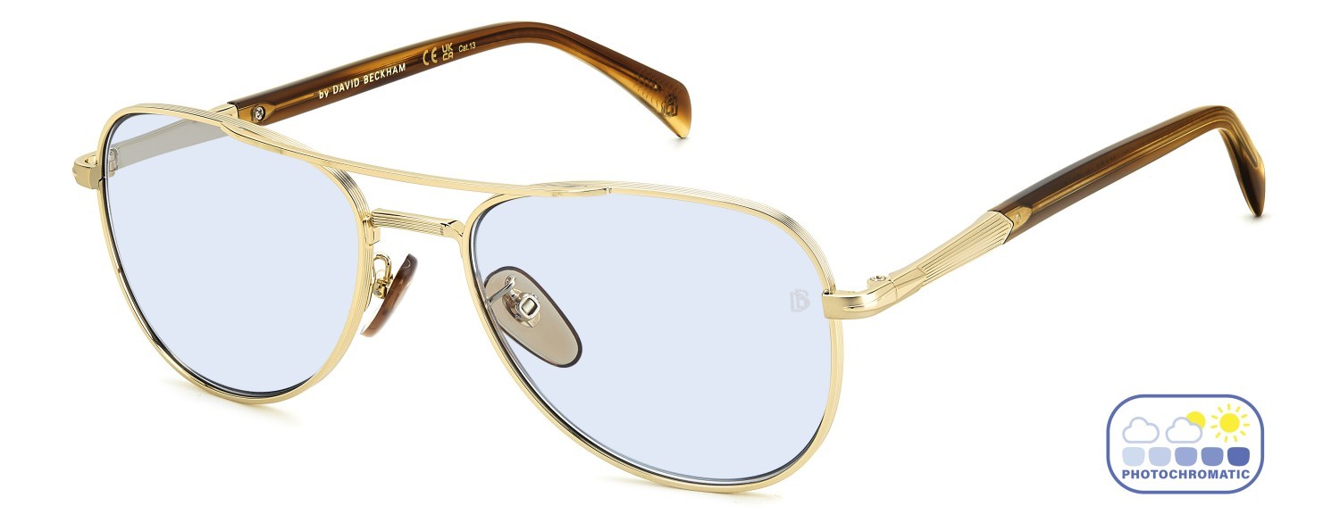 Sunglasses David Beckham Db 1175/S 207769 J5G QZ color gold shape aviator lenses azure photocromatic