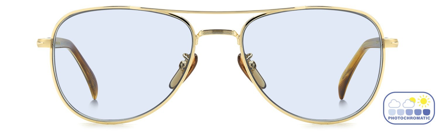 Sunglasses David Beckham Db 1175/S 207769 J5G QZ color gold shape aviator lenses azure photocromatic