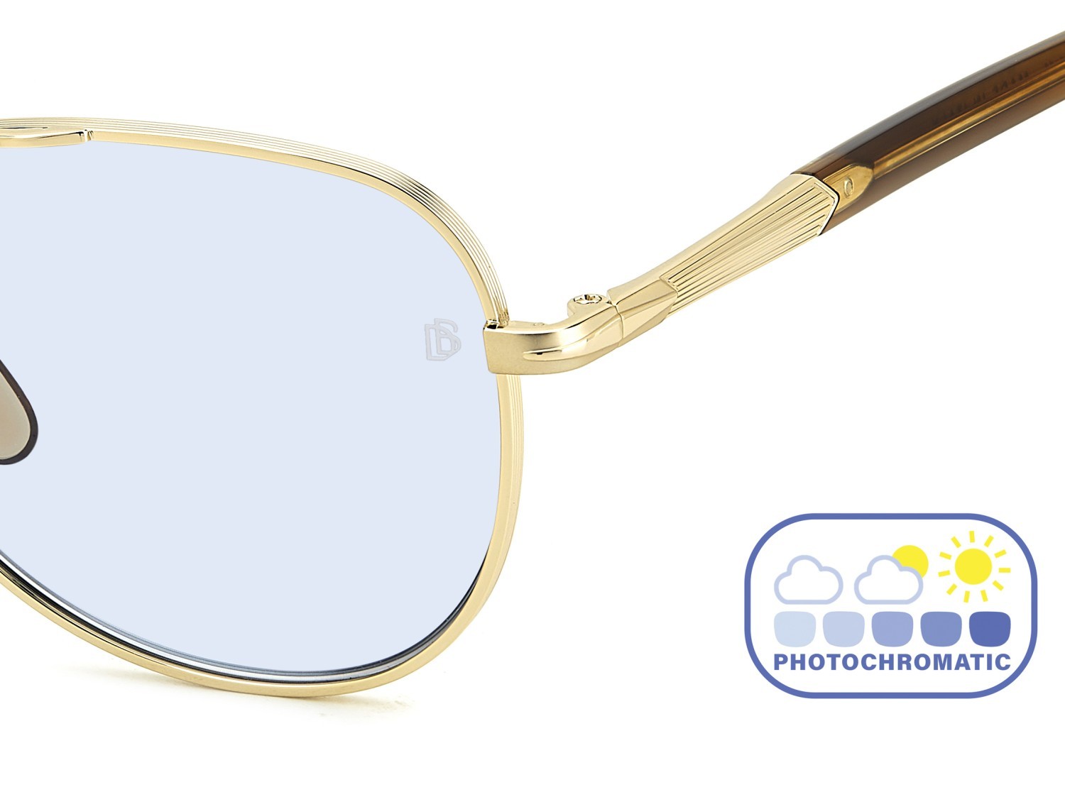 Sunglasses David Beckham Db 1175/S 207769 J5G QZ color gold shape aviator lenses azure photocromatic