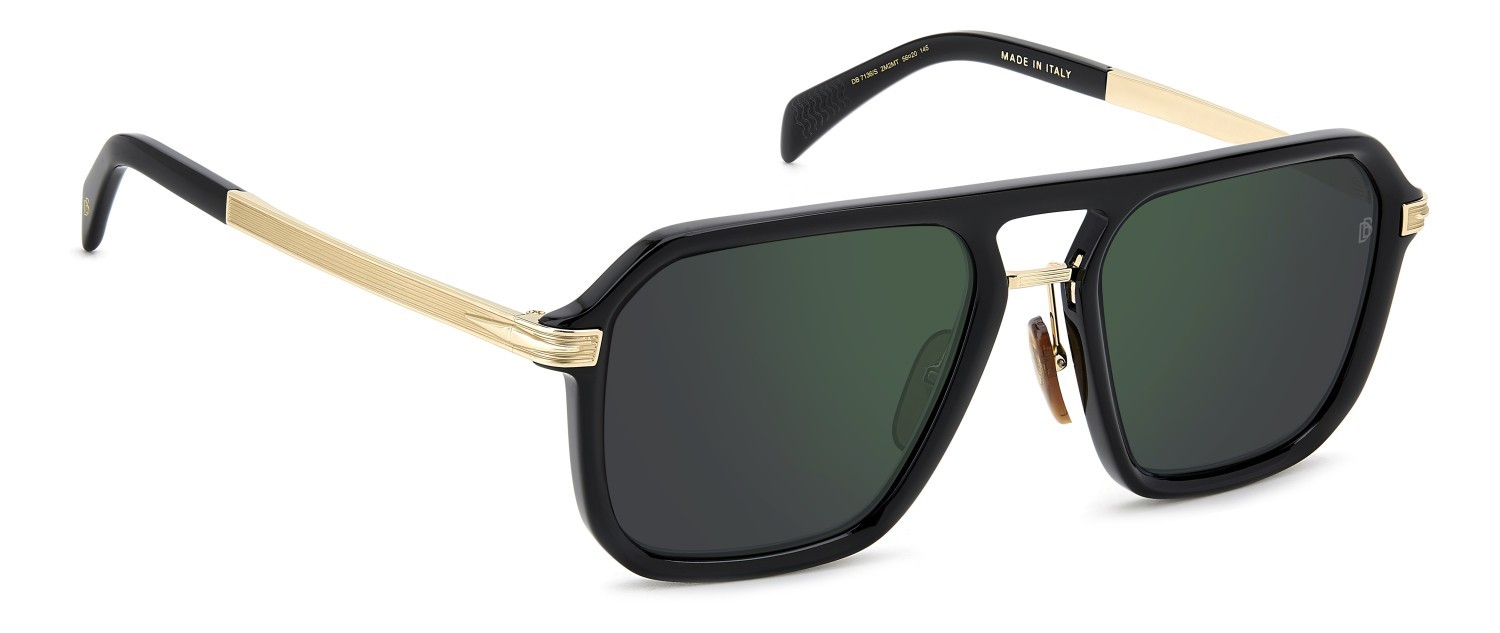 Sunglasses David Beckham Db 7136/S 207770 2M2 MT color black gold shape rectangle lenses green mirror
