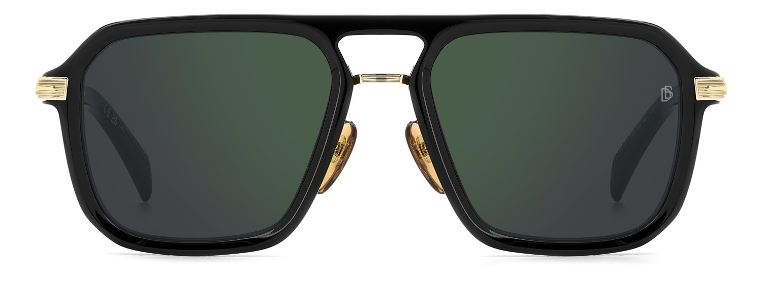Sunglasses David Beckham Db 7136/S 207770 2M2 MT color black gold shape rectangle lenses green mirror
