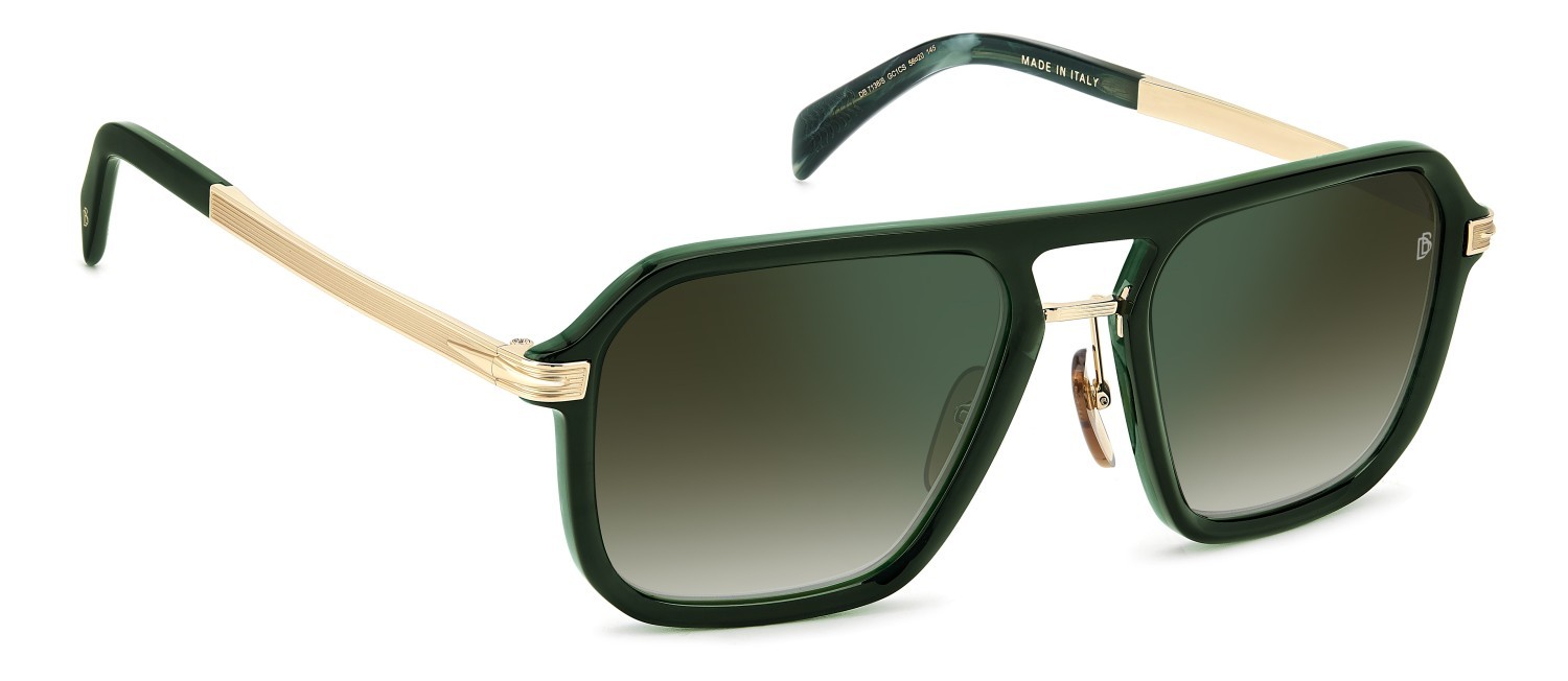 Sunglasses David Beckham Db 7136/S 207770 GC1 CS color green marble gold shape rectangle lenses green shaded green mirror