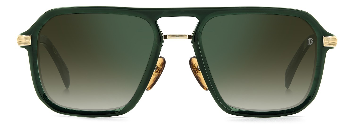 Sunglasses David Beckham Db 7136/S 207770 GC1 CS color green marble gold shape rectangle lenses green shaded green mirror