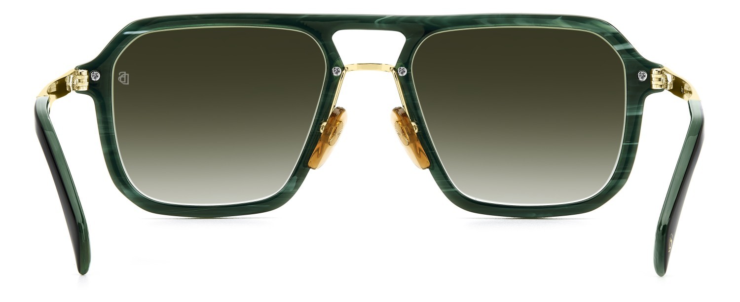Sunglasses David Beckham Db 7136/S 207770 GC1 CS color green marble gold shape rectangle lenses green shaded green mirror