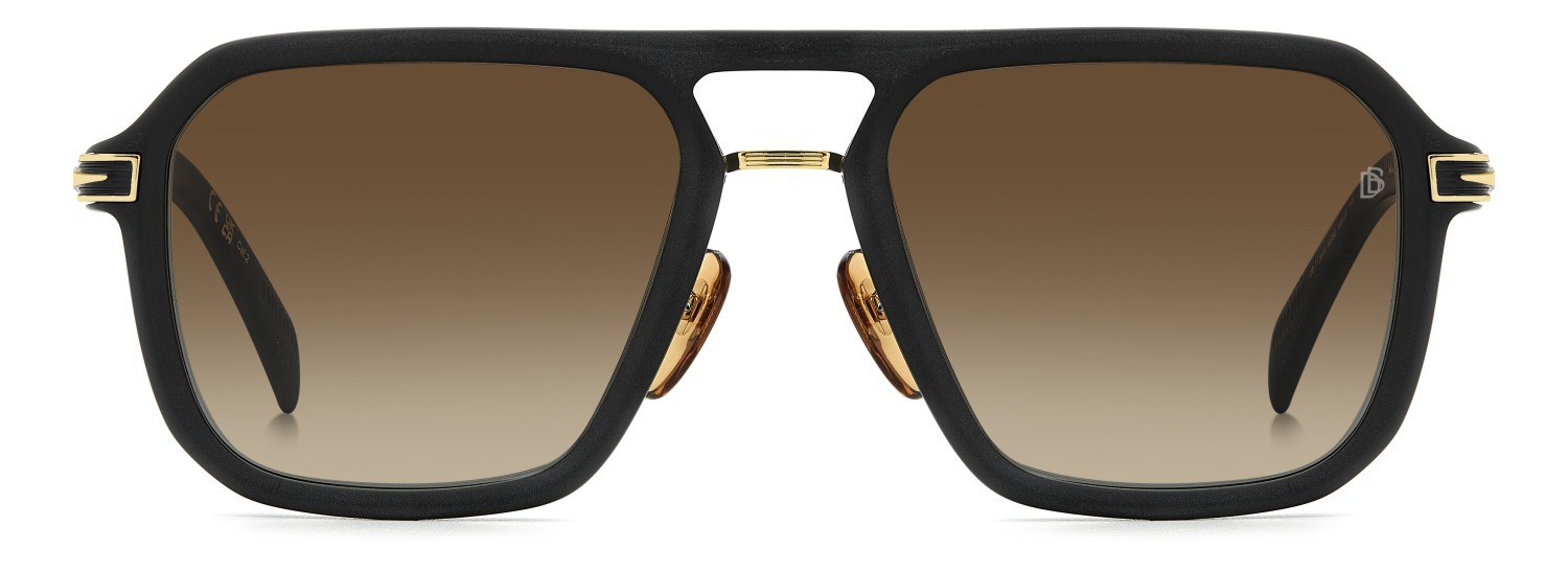 Sunglasses David Beckham Db 7136/S 207770 I46 86 color matte black gold shape rectangle lenses black brown green antireflex