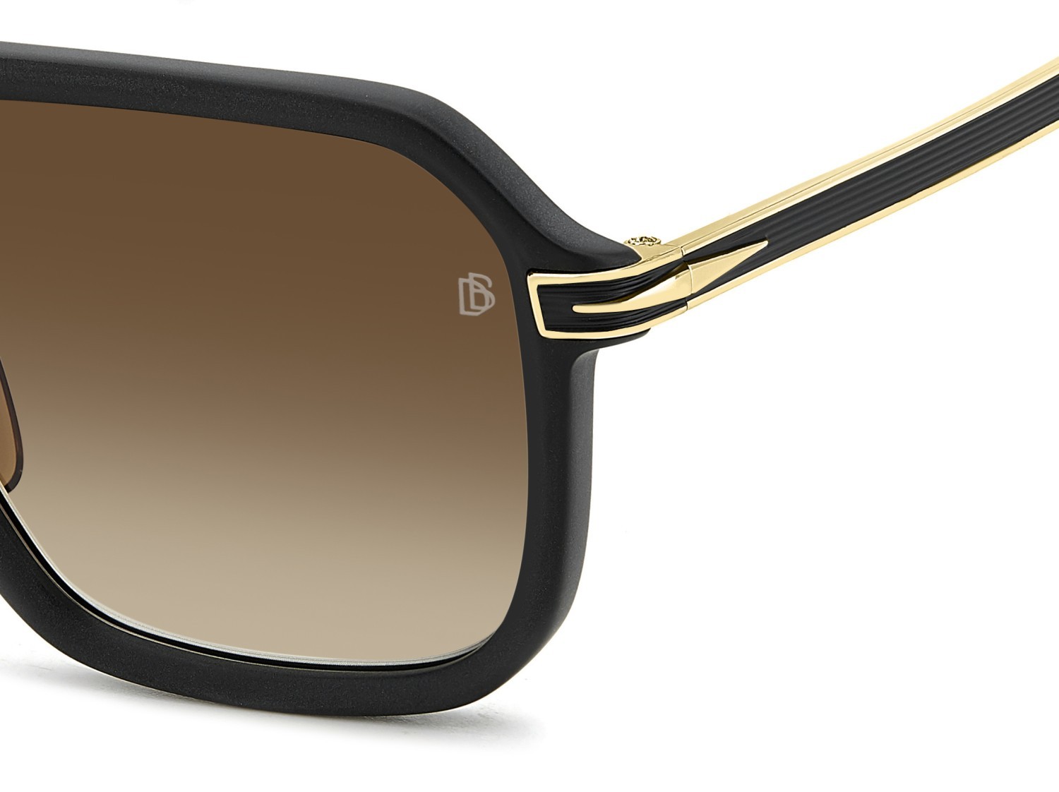 Sunglasses David Beckham Db 7136/S 207770 I46 86 color matte black gold shape rectangle lenses black brown green antireflex