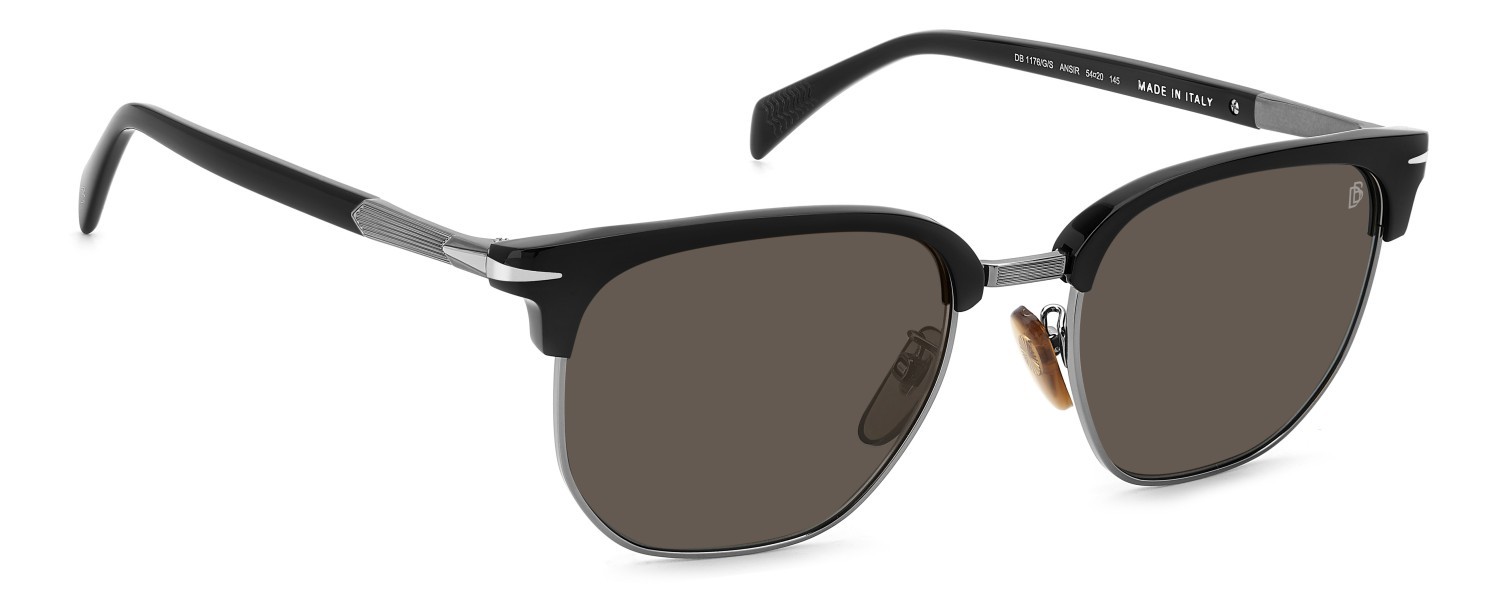 Sunglasses David Beckham Db 1176/G 207780 ANS IR color black dark ruthenium shape rectangle lenses grey
