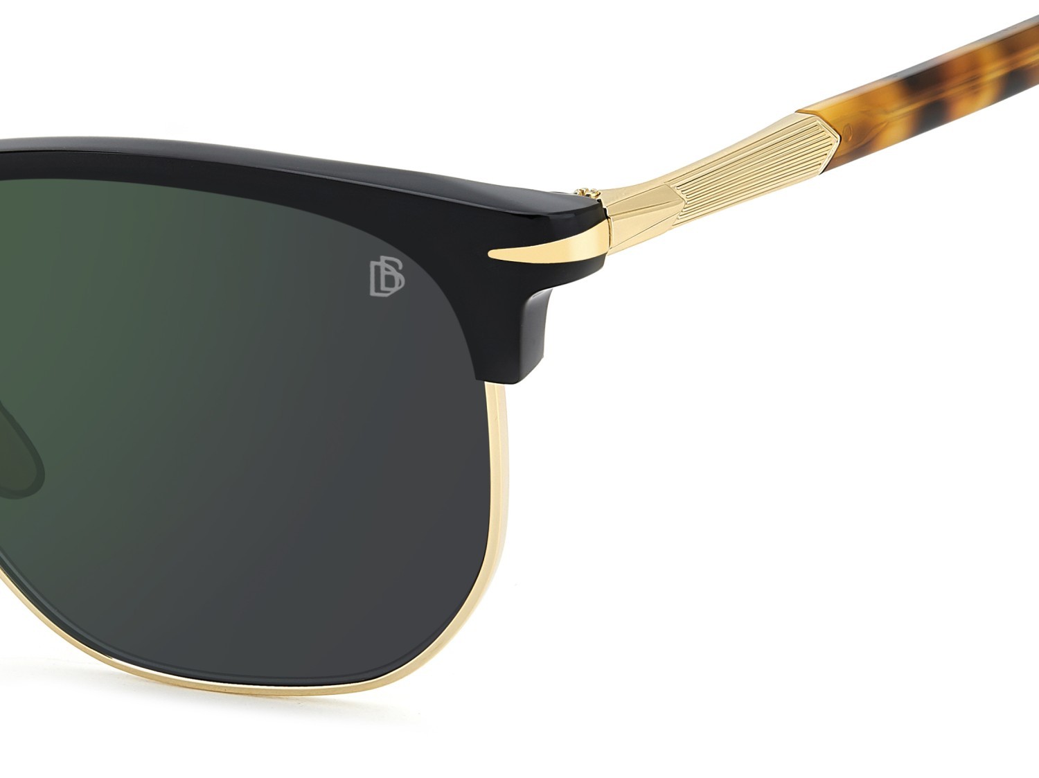 Sunglasses David Beckham Db 1176/G 207780 XWY MT color black havana gold shape rectangle lenses green mirror