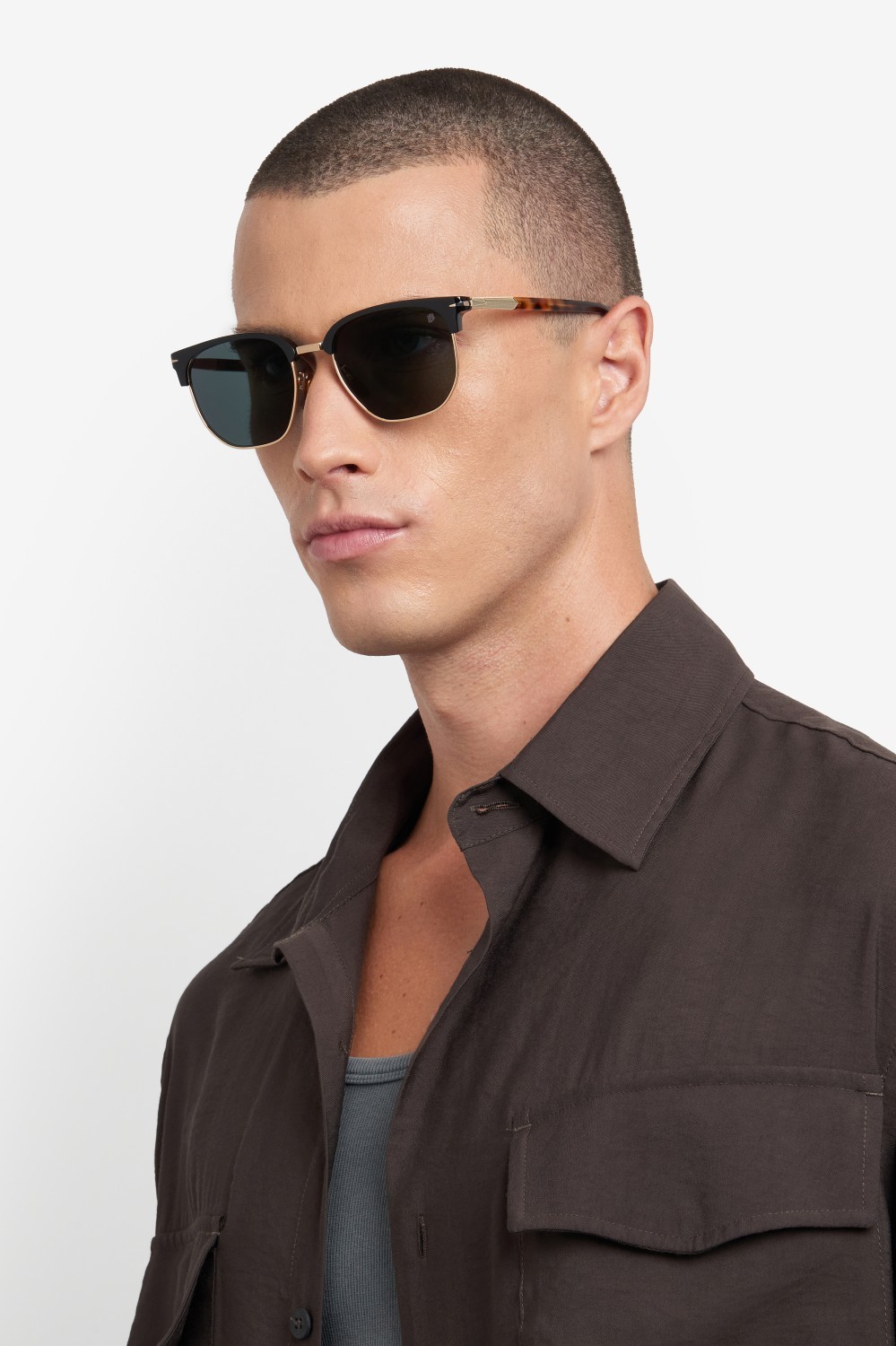 Sunglasses David Beckham Db 1176/G 207780 XWY MT color black havana gold shape rectangle lenses green mirror