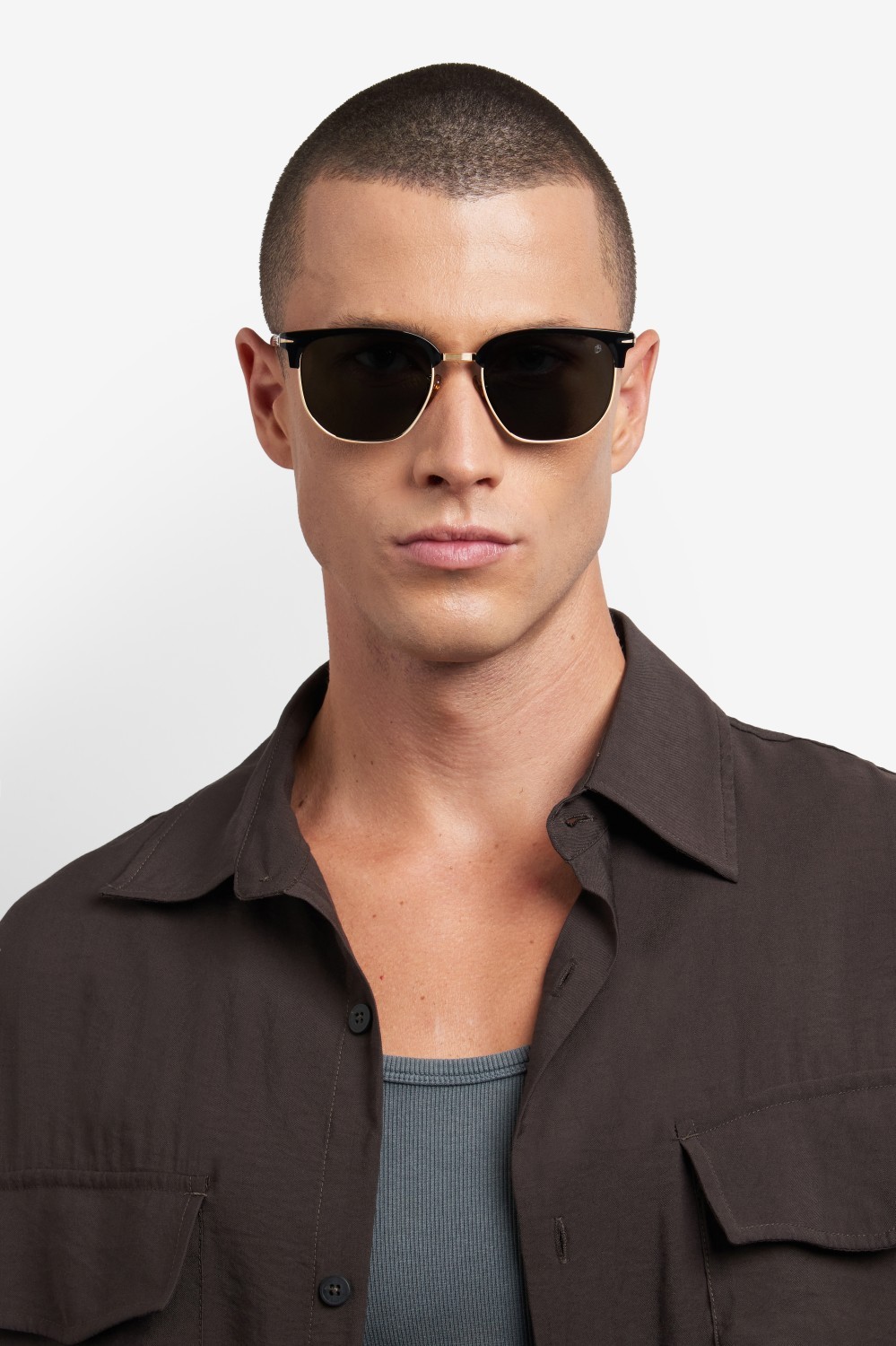 Sunglasses David Beckham Db 1176/G 207780 XWY MT color black havana gold shape rectangle lenses green mirror