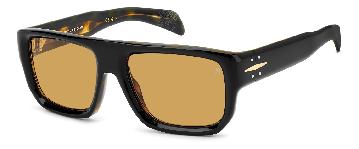 Sunglasses David Beckham Db 7132/S 207786 WR7 VS color black havana shape rectangle lenses orange hight contrast