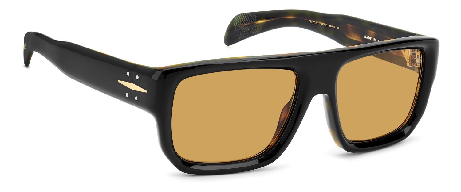 Sunglasses David Beckham Db 7132/S 207786 WR7 VS color black havana shape rectangle lenses orange hight contrast
