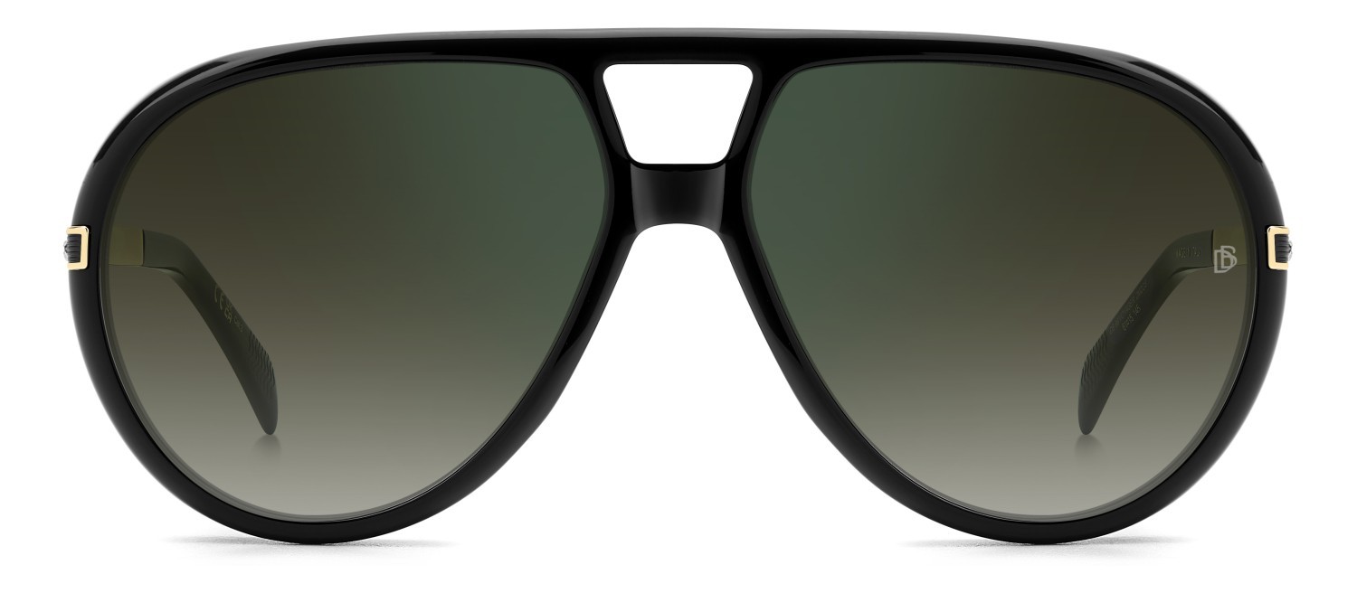 Sunglasses David Beckham Db 99/VOYAGER 207787 2M2 CS color black gold shape aviator lenses green shaded green mirror