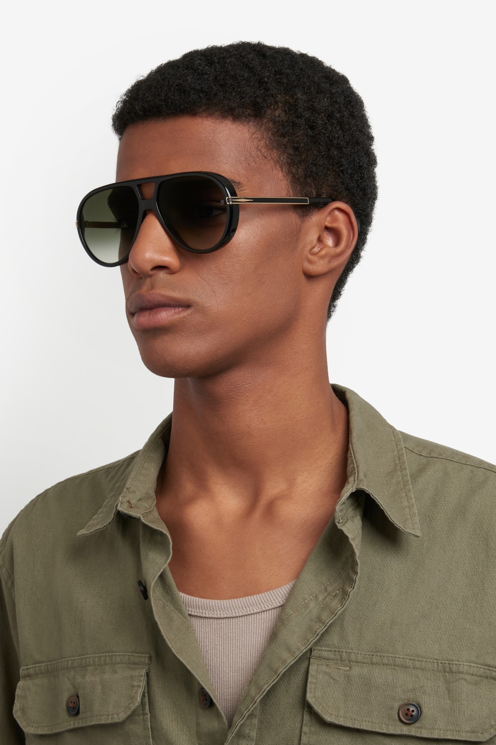 Sunglasses David Beckham Db 99/VOYAGER 207787 2M2 CS color black gold shape aviator lenses green shaded green mirror