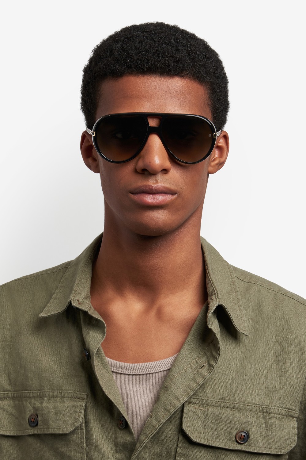 Sunglasses David Beckham Db 99/VOYAGER 207787 2M2 CS color black gold shape aviator lenses green shaded green mirror