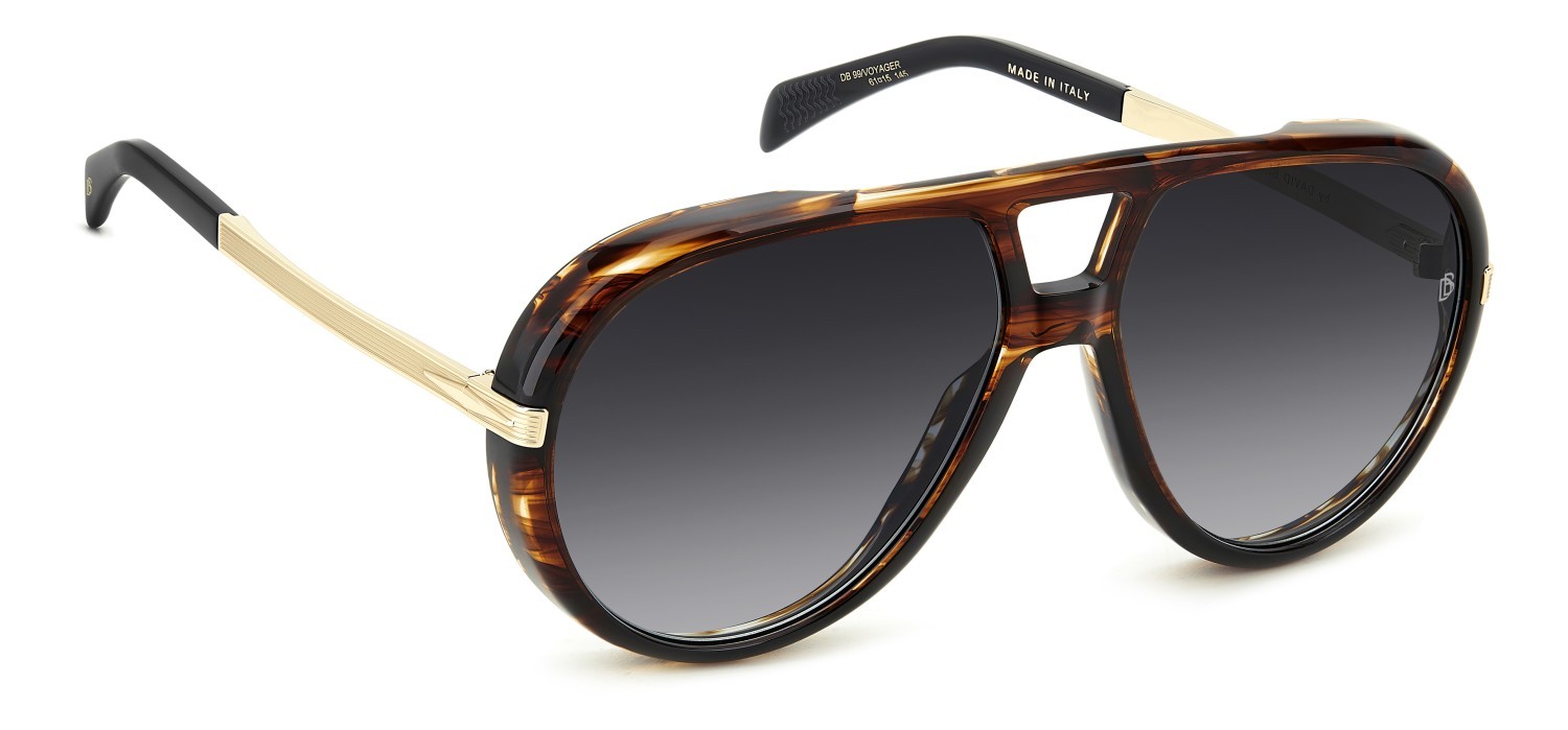 Sunglasses David Beckham Db 99/VOYAGER 207787 HQZ 9O color brown horn gold shape aviator lenses dark grey shaded