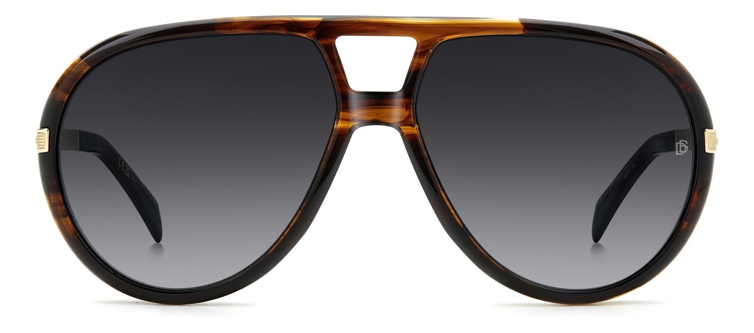 Sunglasses David Beckham Db 99/VOYAGER 207787 HQZ 9O color brown horn gold shape aviator lenses dark grey shaded