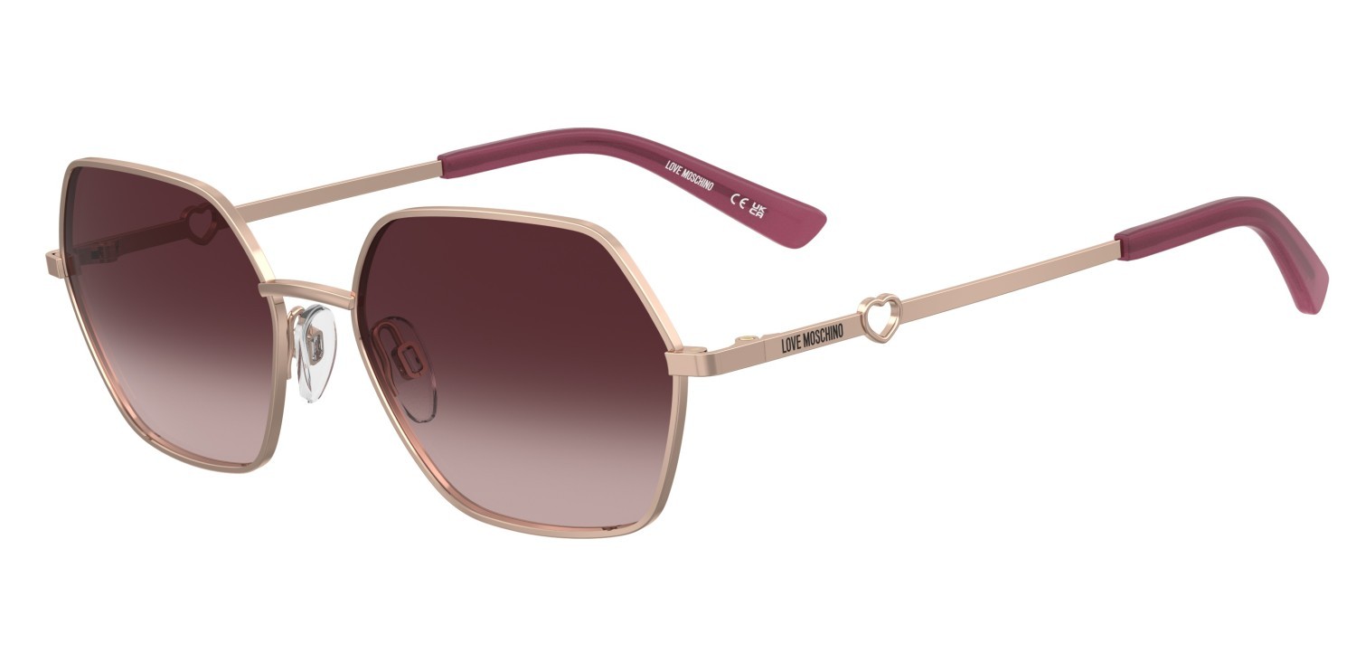 Sunglasses Moschino Love Mol084/S 207790 DDB UQ color gold copper shape square lenses burgundy shaded pink
