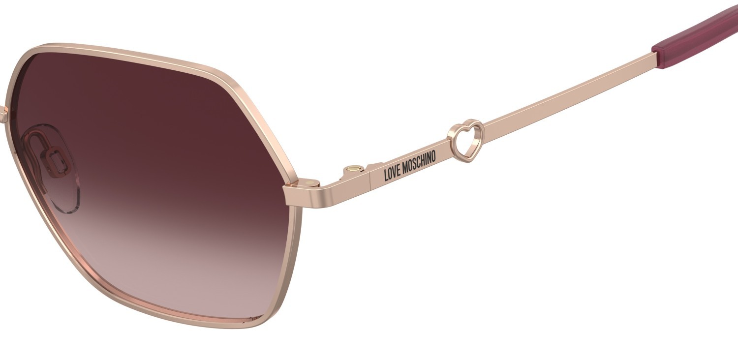 Sunglasses Moschino Love Mol084/S 207790 DDB UQ color gold copper shape square lenses burgundy shaded pink