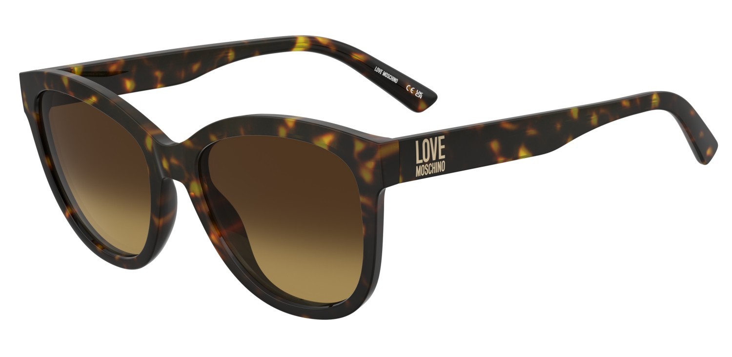 Sunglasses Moschino Love Mol089/S 207792 086 5U color havana shape rectangle lenses brown shaded orange