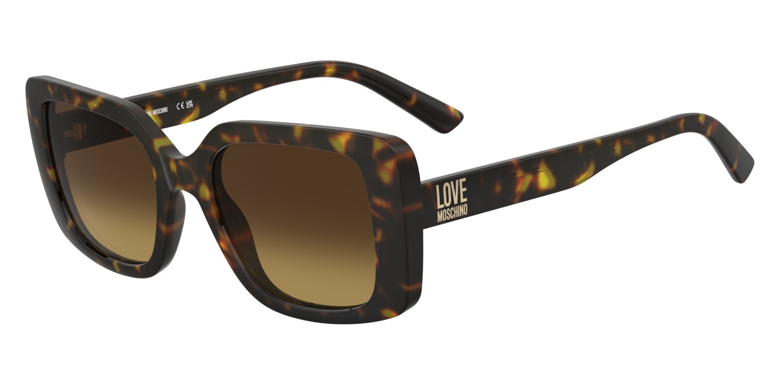 Sunglasses Moschino Love Mol090/S 207793 086 5U color havana shape rectangle lenses brown shaded orange