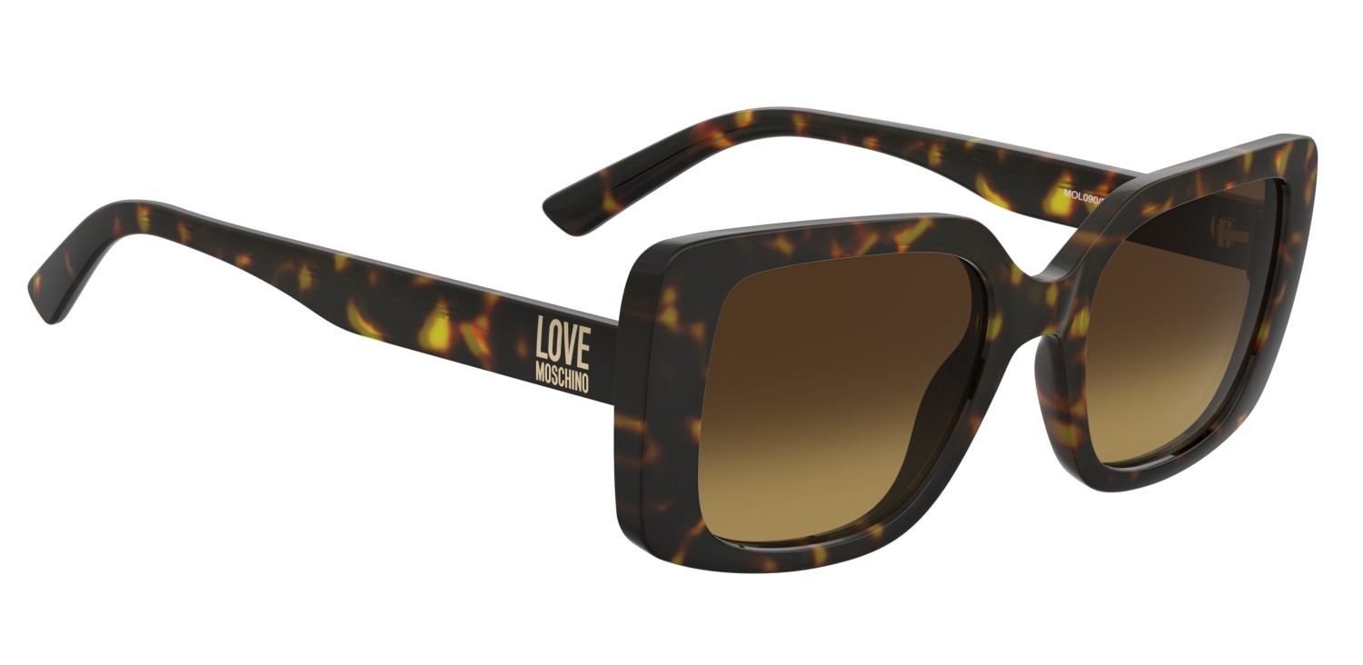 Sunglasses Moschino Love Mol090/S 207793 086 5U color havana shape rectangle lenses brown shaded orange