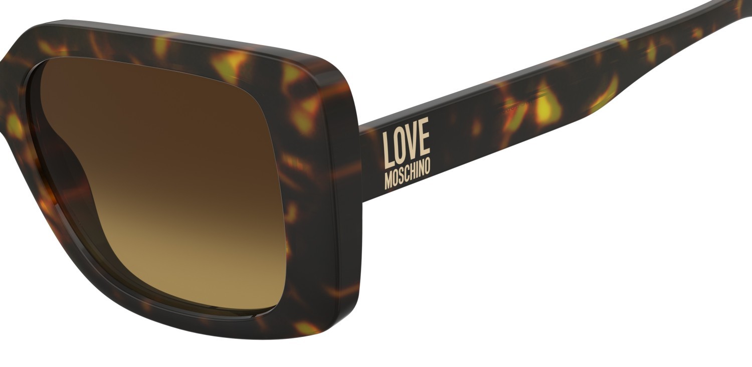 Sunglasses Moschino Love Mol090/S 207793 086 5U color havana shape rectangle lenses brown shaded orange