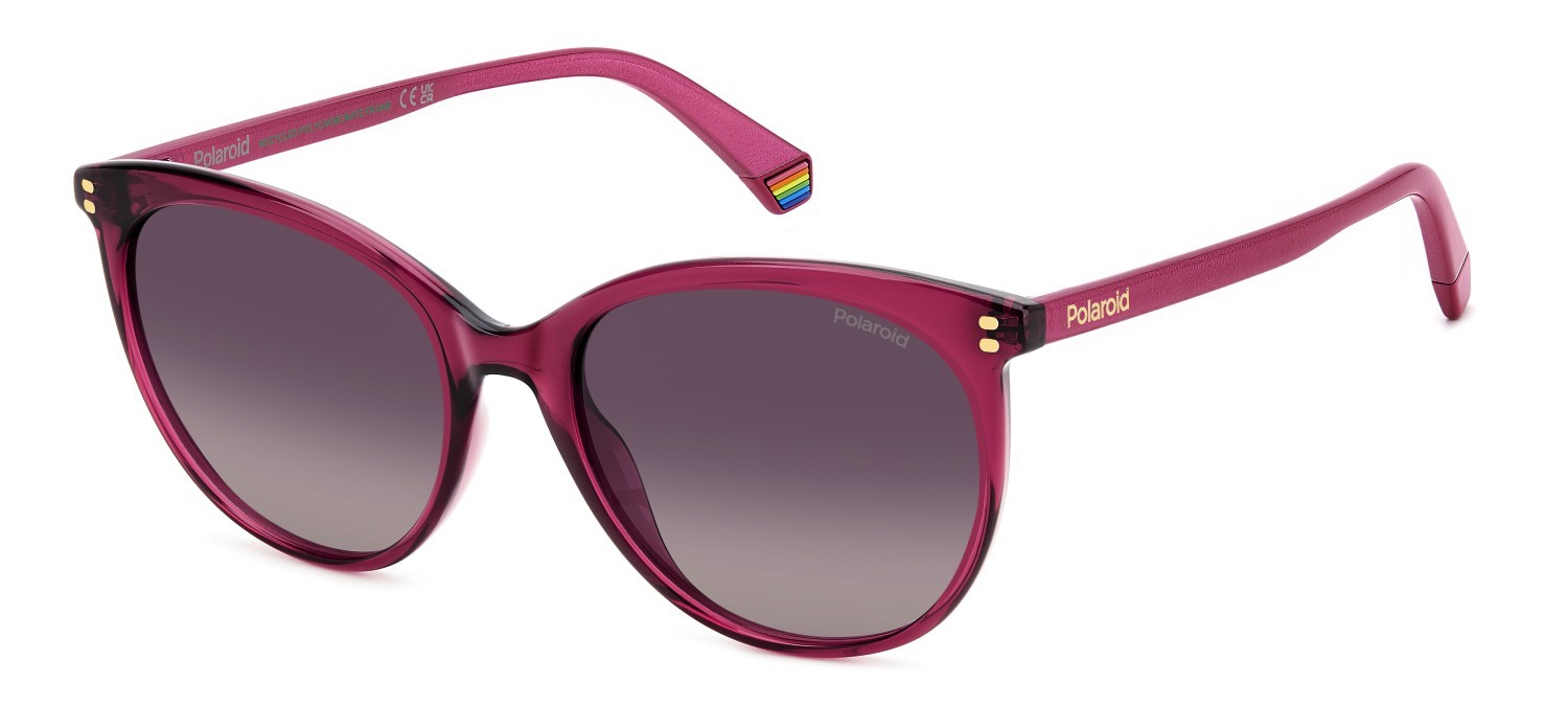 Sunglasses Polaroid Pld 6231/S 207830 QHO JR color cyclamen shape cat eye lenses burgundy shaded polarized