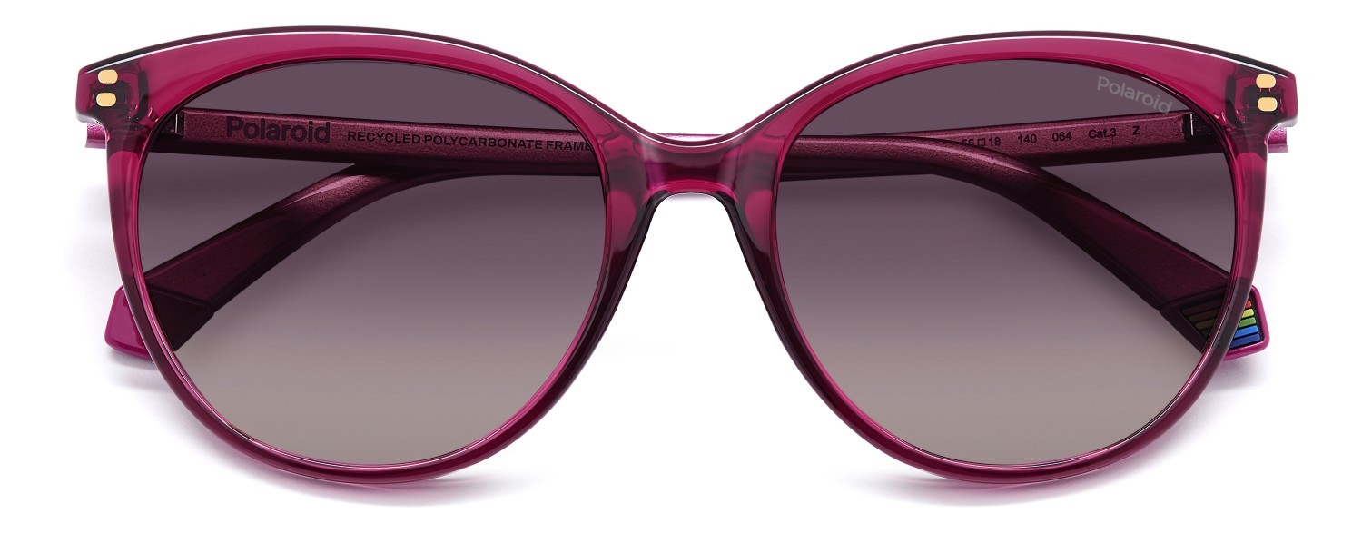 Sunglasses Polaroid Pld 6231/S 207830 QHO JR color cyclamen shape cat eye lenses burgundy shaded polarized
