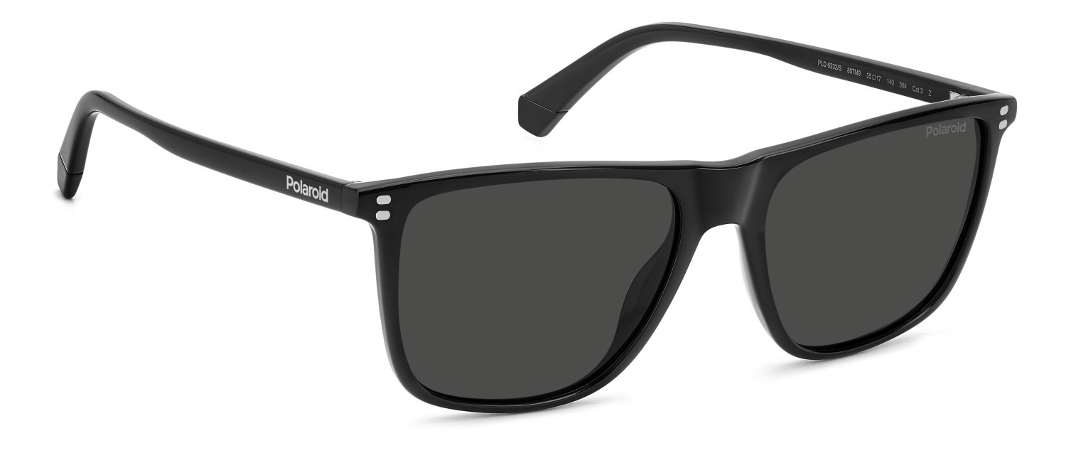 Sunglasses Polaroid Pld 6232/S 207831 807 M9 color black shape rectangle lenses grey polarized