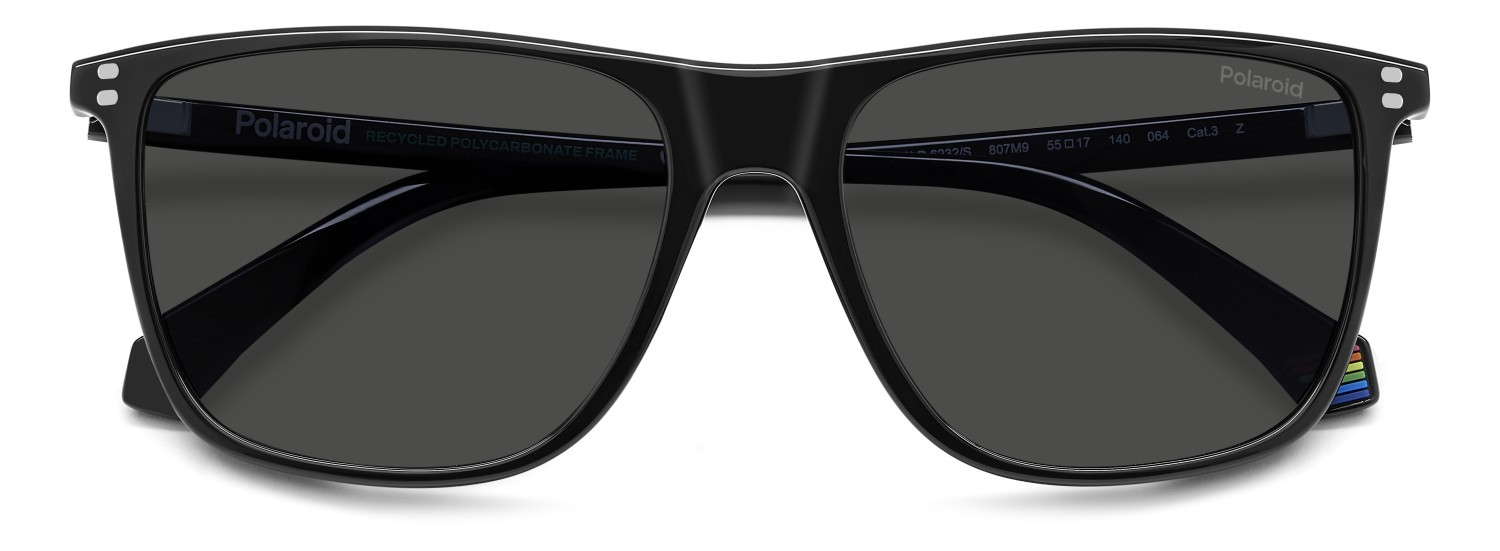 Sunglasses Polaroid Pld 6232/S 207831 807 M9 color black shape rectangle lenses grey polarized
