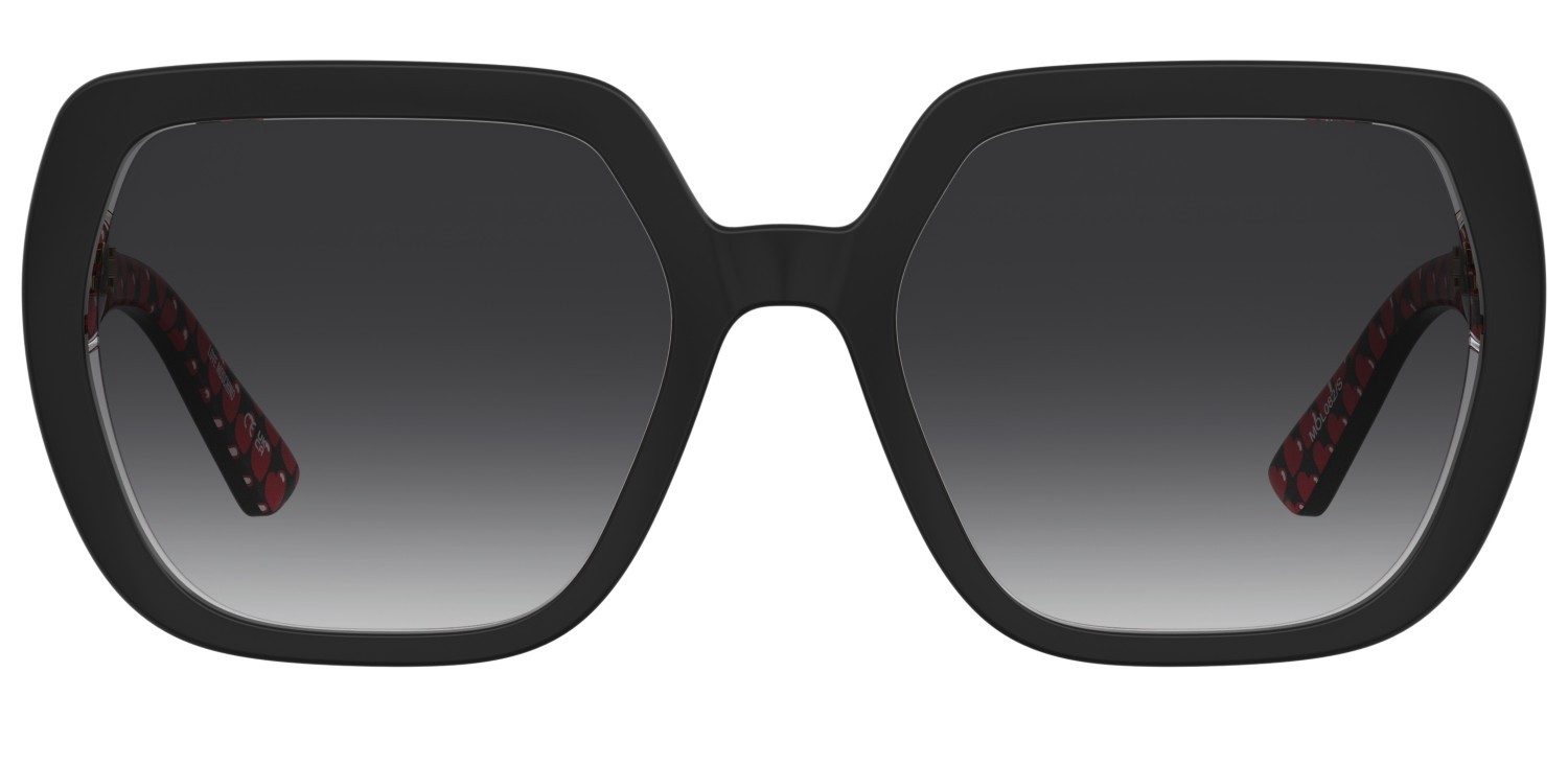Sunglasses Moschino Love Mol082/S 207834 UYY 9O color black pattern red shape square lenses dark grey shaded