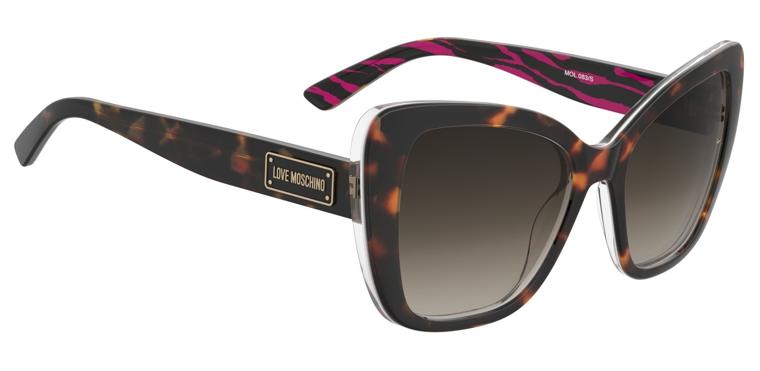 Sunglasses Moschino Love Mol083/S 207837 2VL HA color pink havana pattern shape rectangle lenses brown shaded