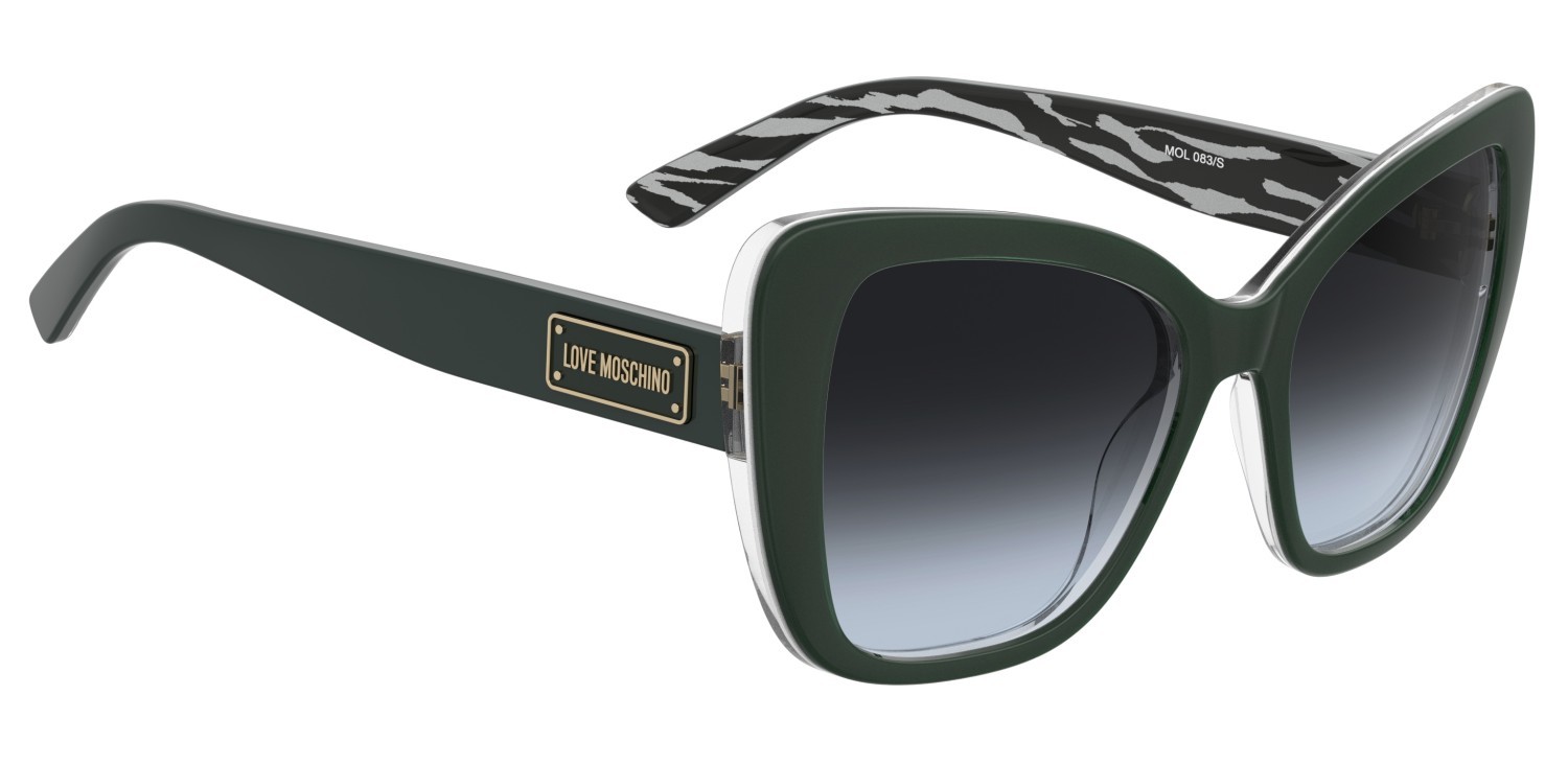 Sonnenbrillen Moschino Love Mol083/S 207837 RGK 9O farbe grey pattern green form rechteckig gläser dark grey shaded