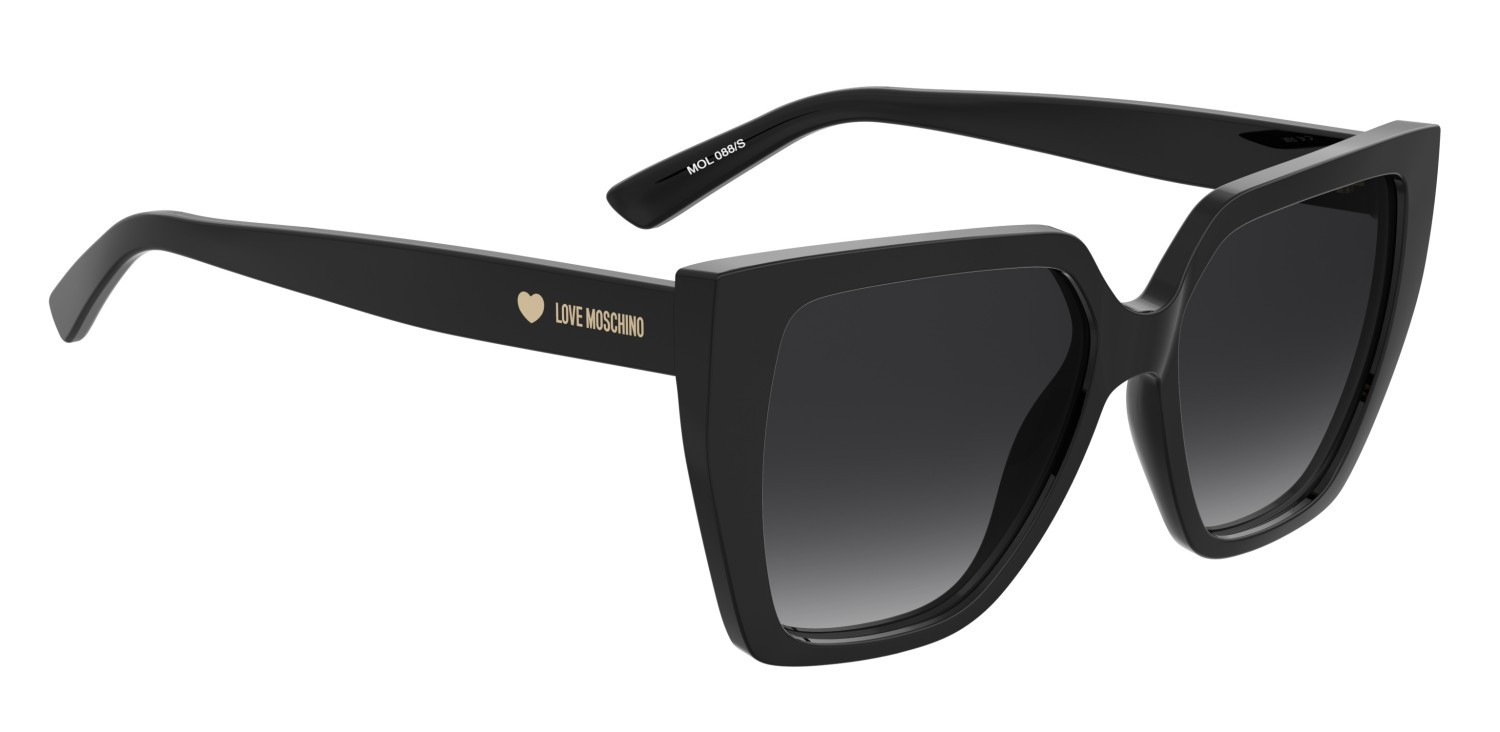 Sunglasses Moschino Love Mol088/S 207838 807 9O color black shape rectangle lenses dark grey shaded