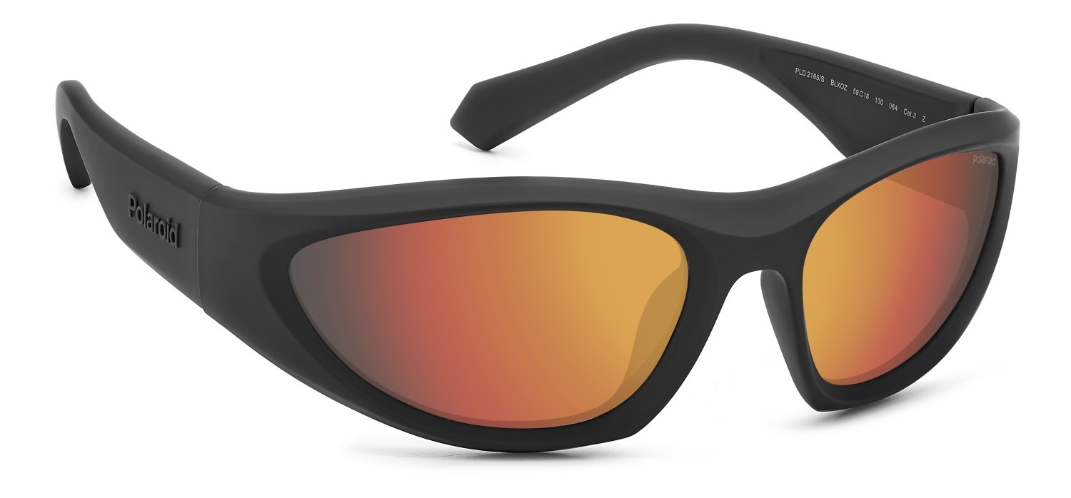 Sunglasses Polaroid Pld 2165/S 207842 BLX OZ color matte black red shape rectangle lenses red multilayer polarized
